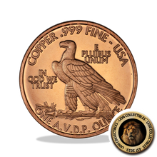 Load image into Gallery viewer, 1oz .999 Fine Copper Quarter Eagle Indian Head Collector Ounce Bullion ROUND USA
