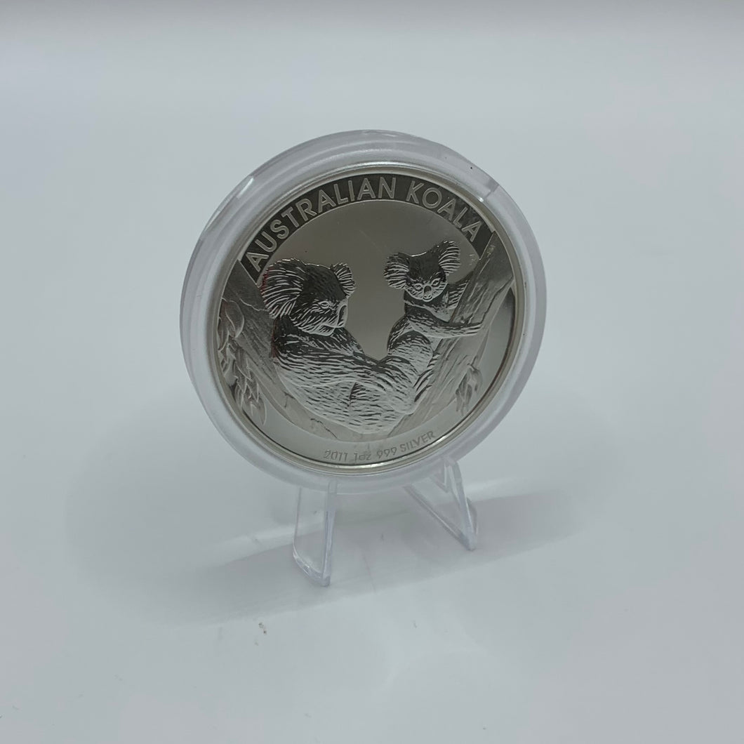 1oz .999 Fine Silver BU Australian Koala Perth Mint 2011 Bullion Round Coin