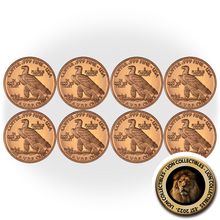 Load image into Gallery viewer, 8x 1oz .999 Fine Copper Quarter Eagle Incuse Indian Head Ounce Bullion ROUND USA
