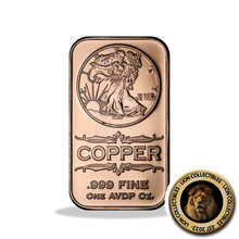 Load image into Gallery viewer, 1oz .999 Fine Copper Walking Liberty Collectors Ounce Bullion Bar From USA
