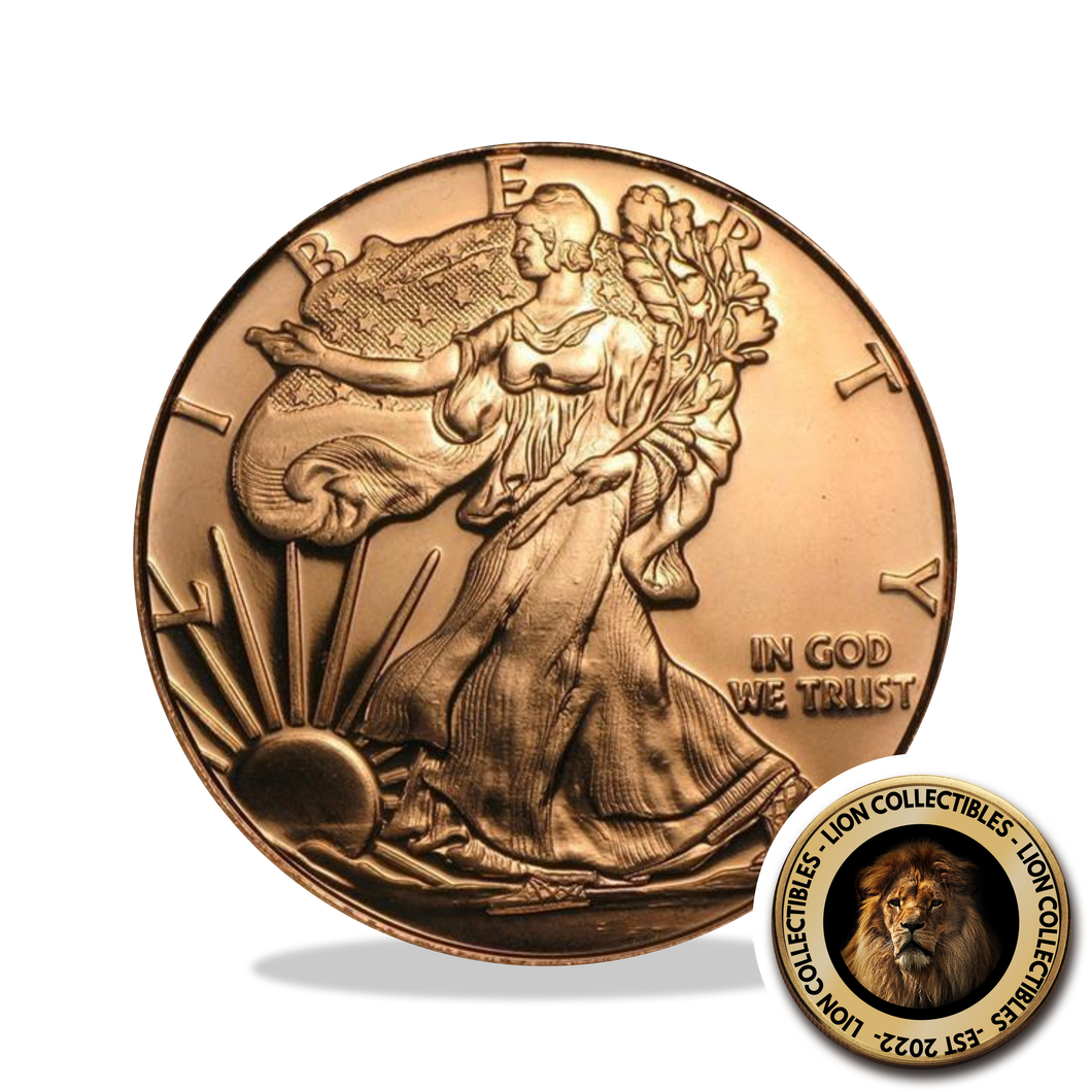 Walking Liberty 1 oz .999 Fine Copper Investment Bullion Rounds USA