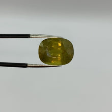 Load and play video in Gallery viewer, HUGE Untreated 8.74ct Cushion Cut Yellow Sphene Loose Gemstone of Russia
