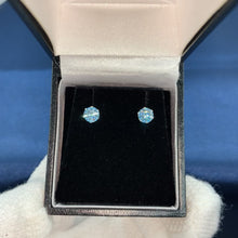 Load and play video in Gallery viewer, 1ct Cerulean Ocean Moissanite Luxury Sterling Silver Stud Earrings With Box
